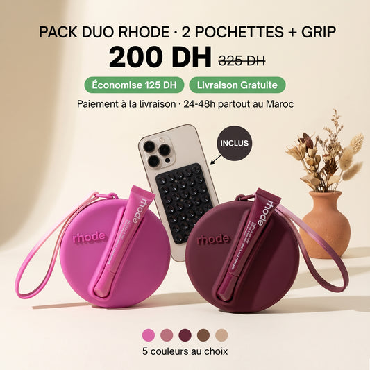 Pack Duo Rhode — 2 pochettes + Phone Grip inclus — 200 DH, livraison gratuite